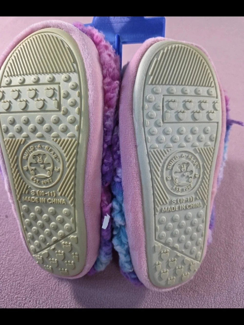 Build-A-Bear Multicolor Plush Lamb Slippers - Pink, Blue & Purple
